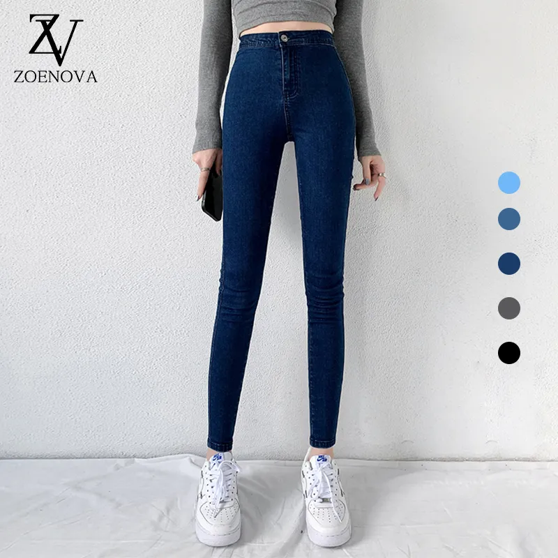 Kvinnor Jeans Classic Blue Women High midja Super Elastic Y2K Aesthetic Fashion Capris Urban Femme Denim Pants Streetwear Trendy 221121
