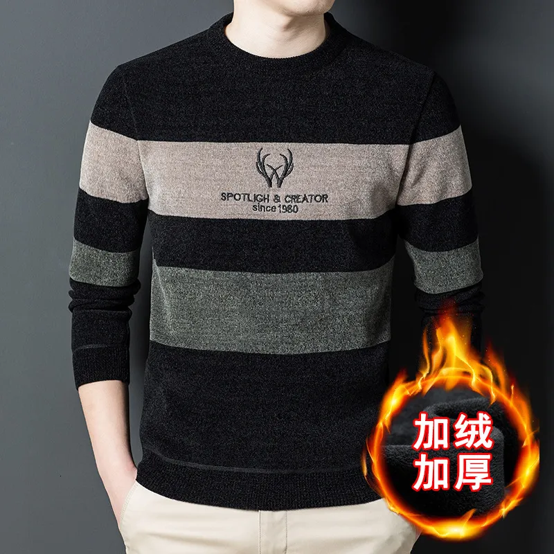 Suéteres masculinos Pluxh Chenille suéter para o outono e inverno versão coreana