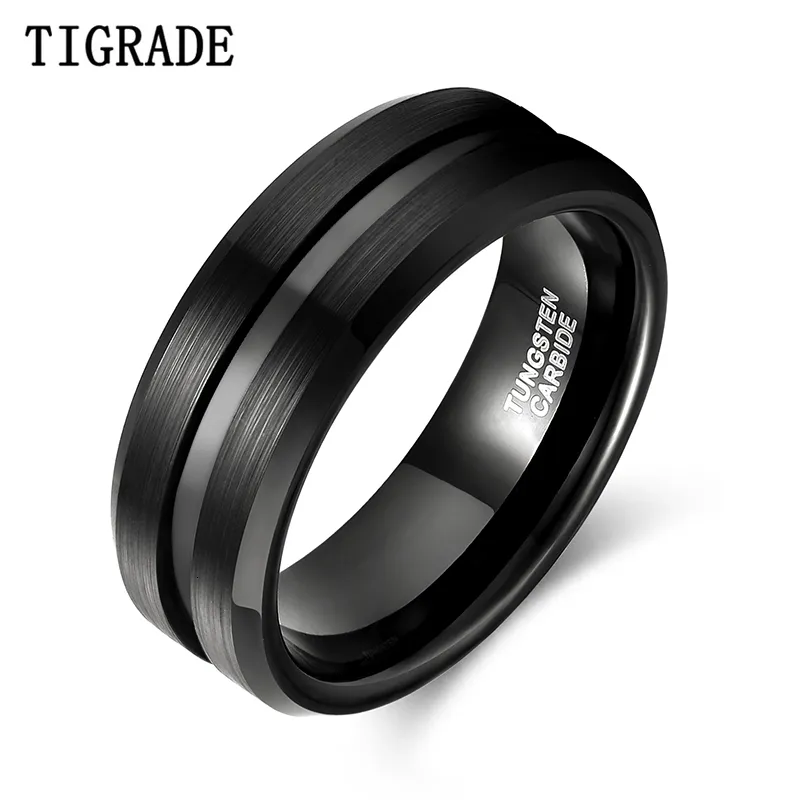 Anello In Tungsteno Nero Blue Line, Fede Nuziale Personalizzata - Foto 13