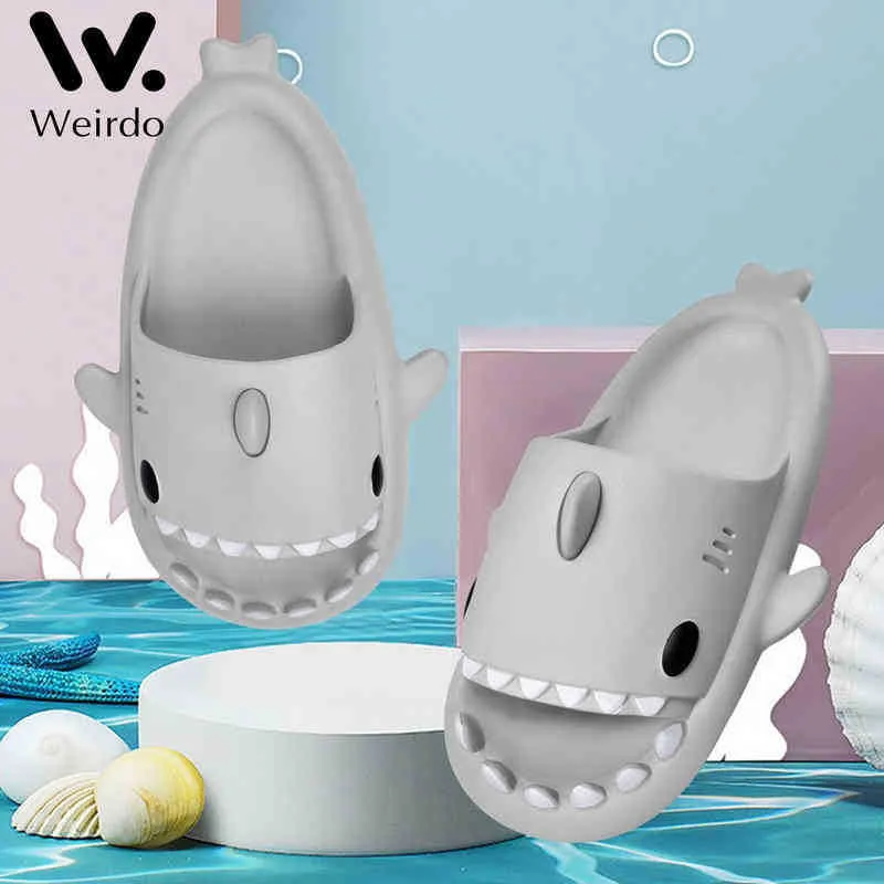 Unsiex Flip Flops Indoor Slides Fashion Cartoon Shark Shape Soft Sole Slippers Platform Bathroom Cloud Sandal Nonslip Men J220716