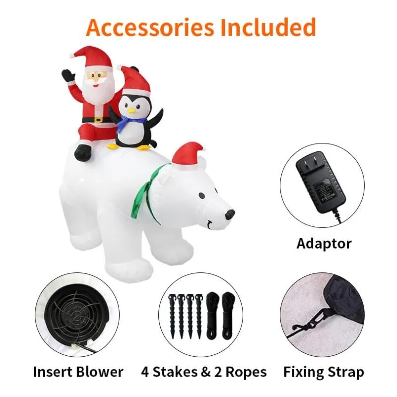 Christmas Party Decoration Event Christmas glowing inflatable Santa Claus polar bear penguin ornaments welcome Toy 7ft with light
