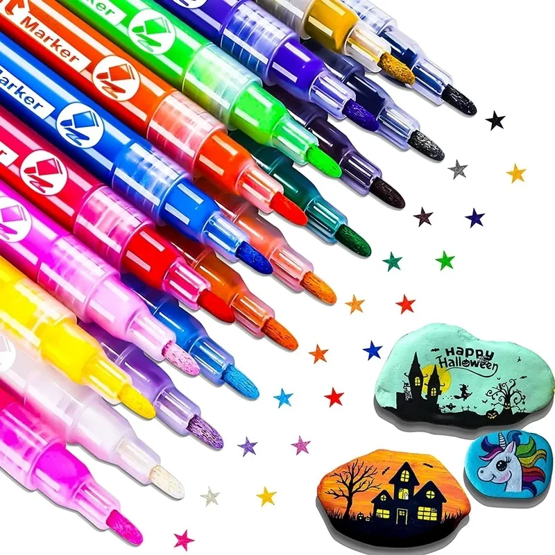 Painting Pens Acrylic Markers Set 1mm Art Marker For Permanent Rocks Glass Drawing Canva Fabric Wood DIY Crafts 221119