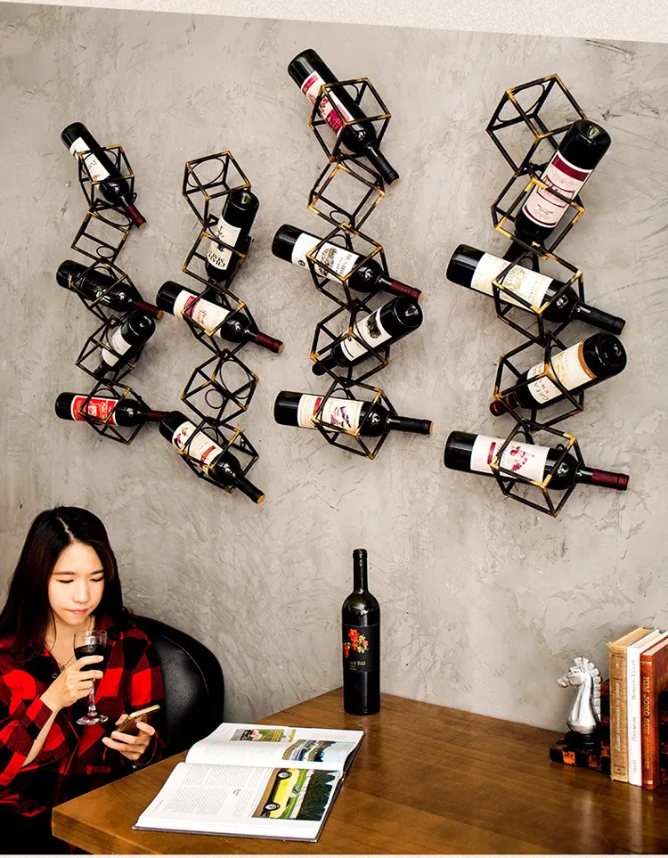 Tabletop Wall Wine Rack Holder Retro Wrought Iron Bar Decor Shelf From Long10 126.23 DHgate.Com
