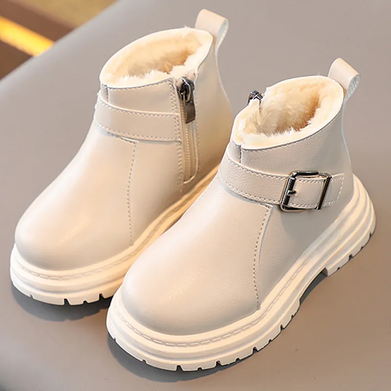 Stiefel Kinder Winter Mode Warme Knöchel Jungen Mädchen Plattform Schuhe Zip Solide Runde Kappe Booties Kinder Casual 221121