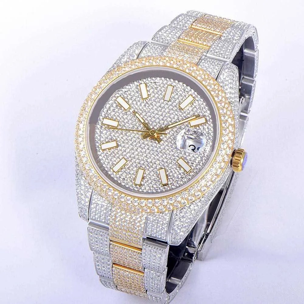 2023WristWatches Diamond Mens Watch Automático Mechanical Watch 41mm com aço repleto de aço de aço Busins ​​de moda Bracelete de relógio de pulso MO