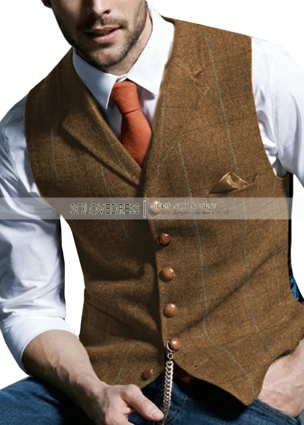 Mens wool tweed waistcoat best sale