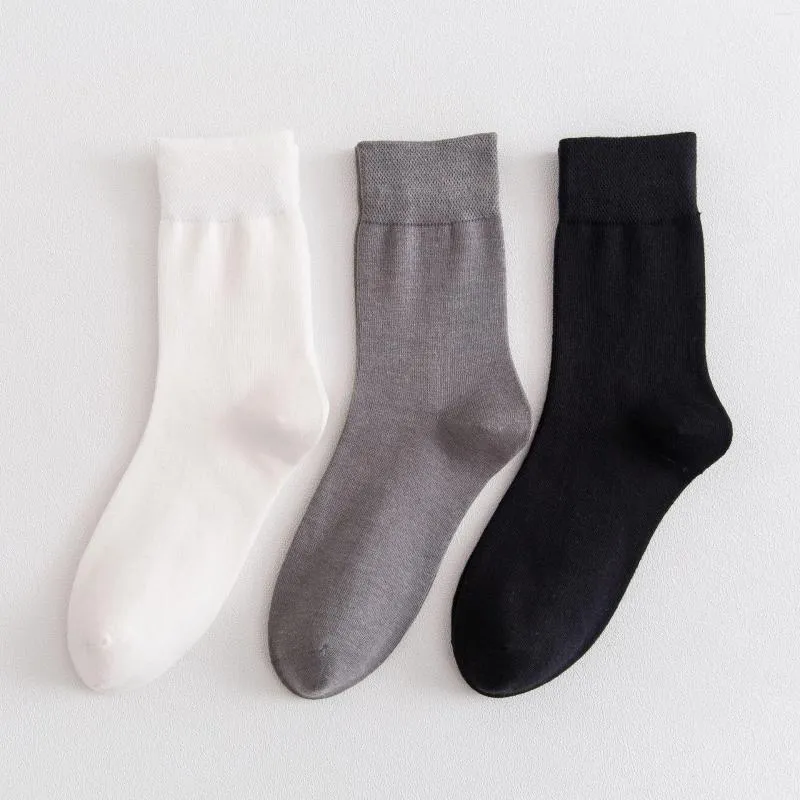 Chaussettes pour hommes classiques tout-match noir et blanc gris Tube couleur Pure affaires absorbant la sueur respirant sport coton