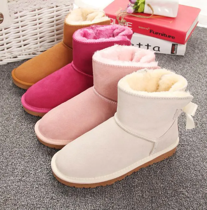 Nya kvinnor Snow Boots Style Waterproof Cow Suede Leather Winter Lady Outdoor Boots Brand Size US3-13