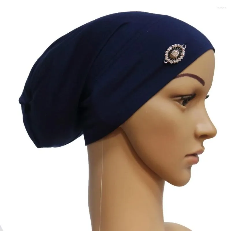 Eşarplar H1304 Rhinestones ile Son Pamuk Modal Underscarf Sade Müslüman Şapkalar Hızlı Teslimat Renkleri Seçebilir