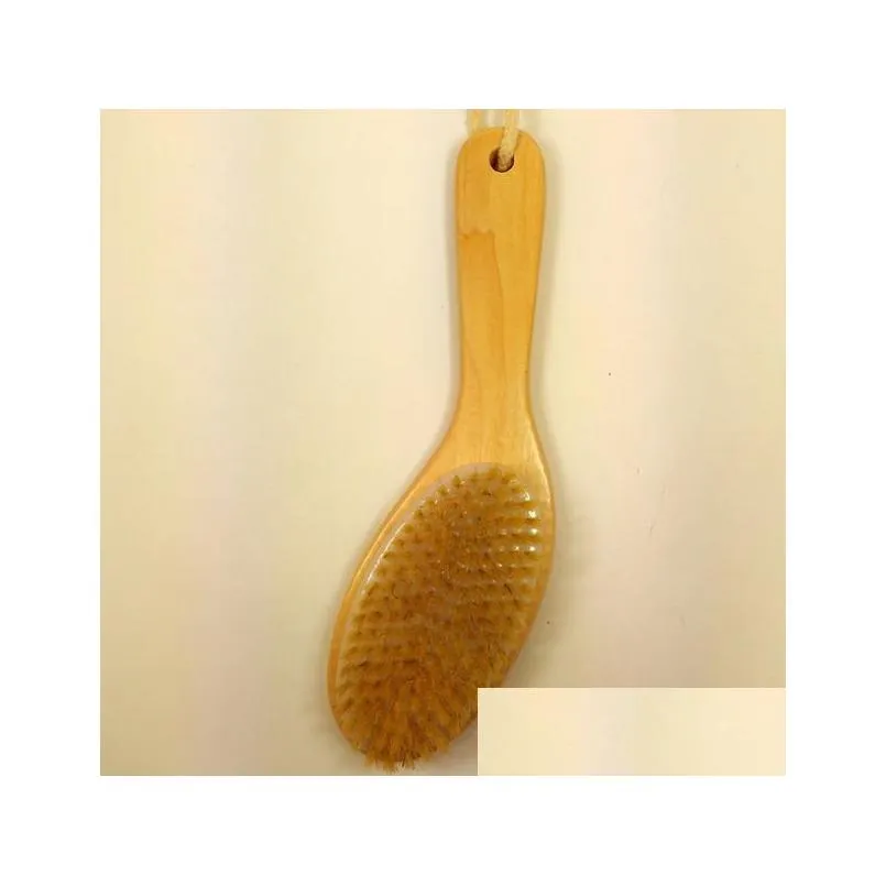 Brosses de bain Éponges Épurateurs Poils naturels Peau sèche Exfoliation Brosse Fl Body Detox Combat Cellite Outil Drop Livraison Accueil Gar Dhlk7