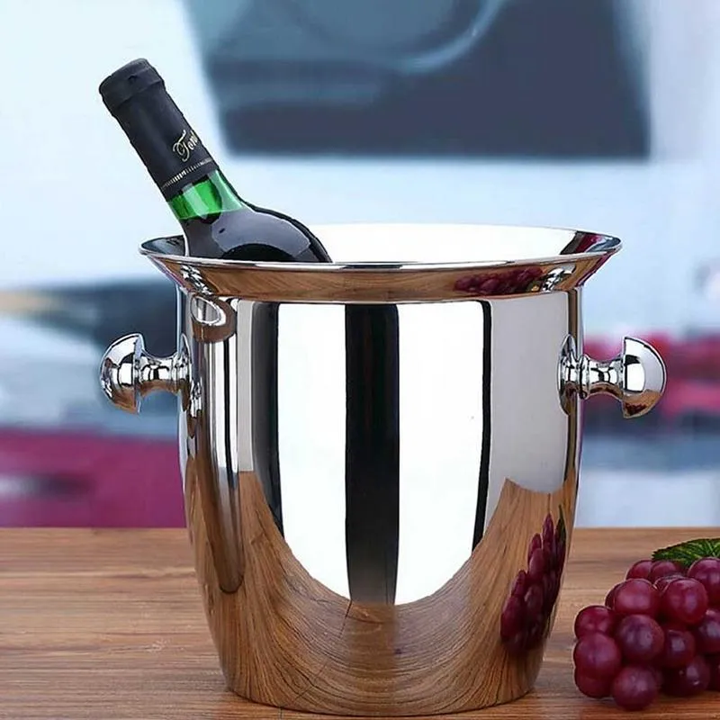 Estantes de vino de mesa 2L3L Acero inoxidable engrosado Vino tinto Icepail Cooler Box Engrosamiento Cubo de champán Cubo de hielo Enfriador de vino para el Bar 221121