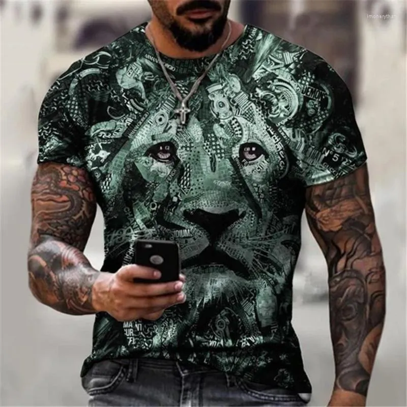 Men's T Shirts Top Short Sleeve 3D Printing Lion Animal Print T-shirt Summer Casual Fashion Streetwear Hip Hop