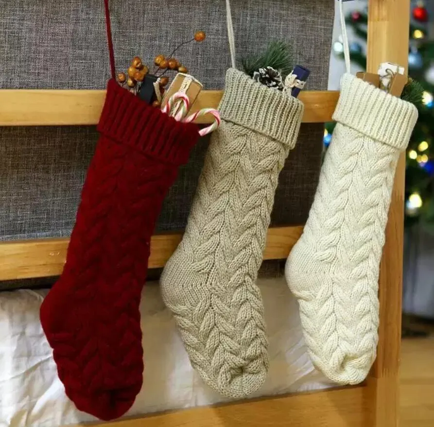 Sacs-cadeaux de bas de Noël en tricot de haute qualité personnalisés Décorations de Noël en tricot Bas de Noël Grandes chaussettes décoratives FY2932 P1118