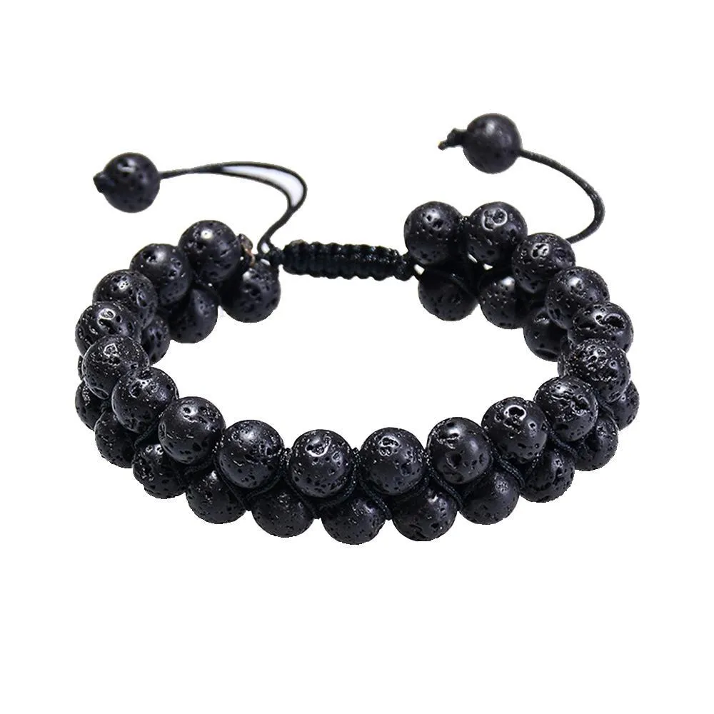 Kralen etherische oliearmband verstelbare kralen dubbele rijen lava rots per diffusie yoga verjaardag cadeau drop levering sieraden armbanden dh1s0