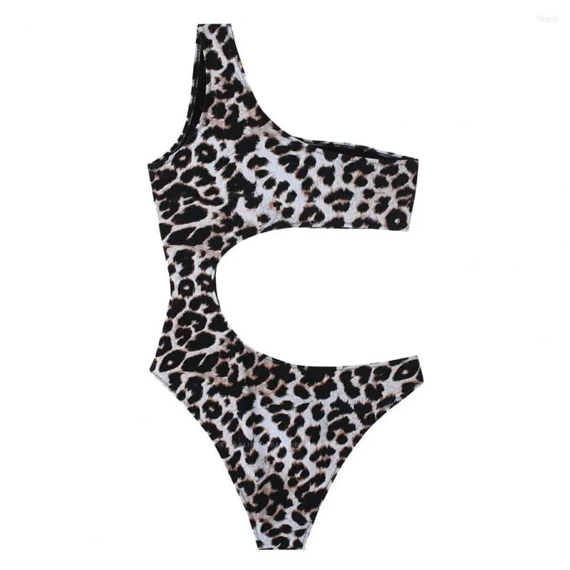 Traje de baño de dos piezas para mujer Traje de baño sin espalda Bikini de leopardo para nadar
