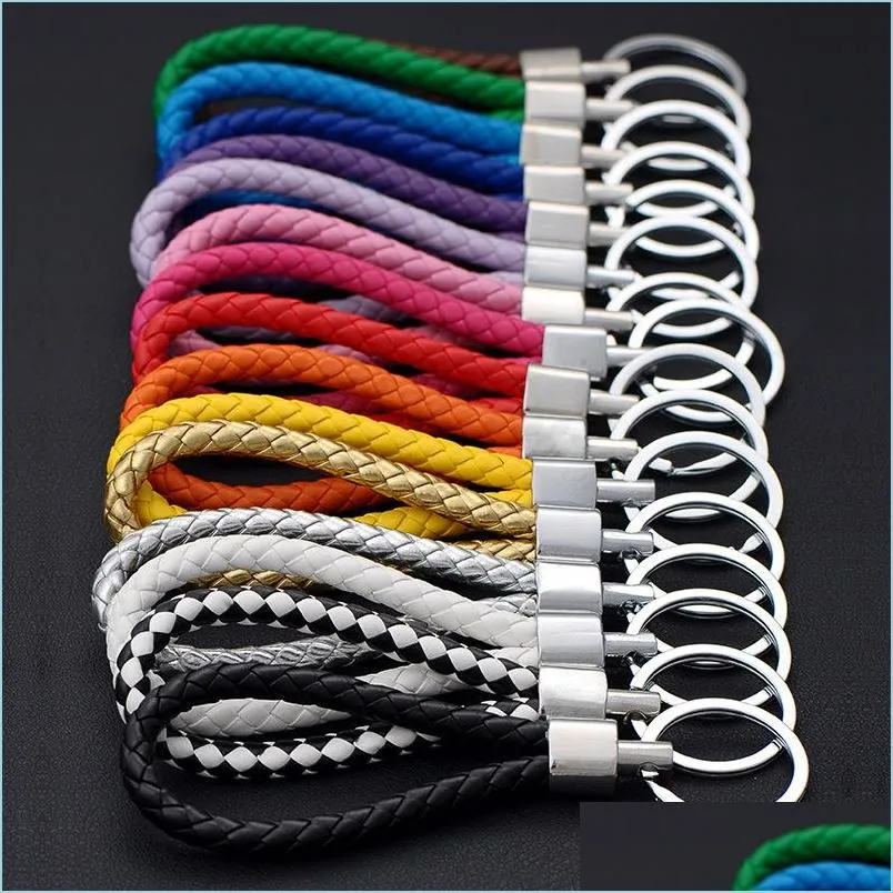 Porte-clés en cuir corde pendentif porte-clés couleur tissé double porte-clés porte-sac à main ne convient pas à une utilisation au poignet pas de livraison directe bijoux Dh6Mk