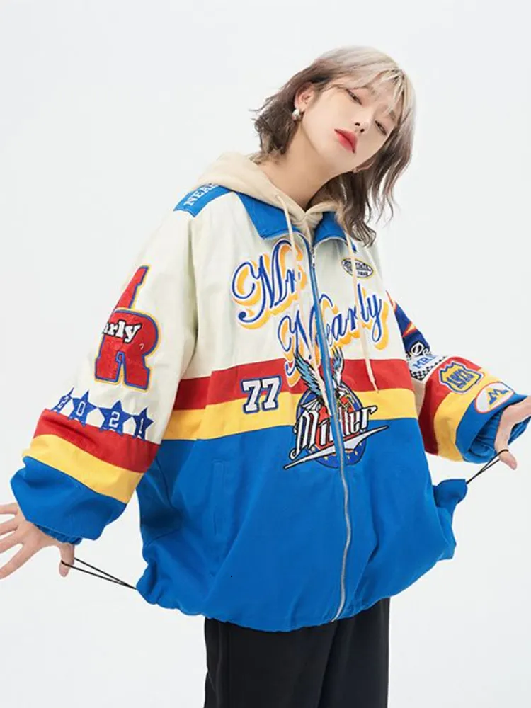 American Vintage Style Varsity Jacket: Mens Embroidered High