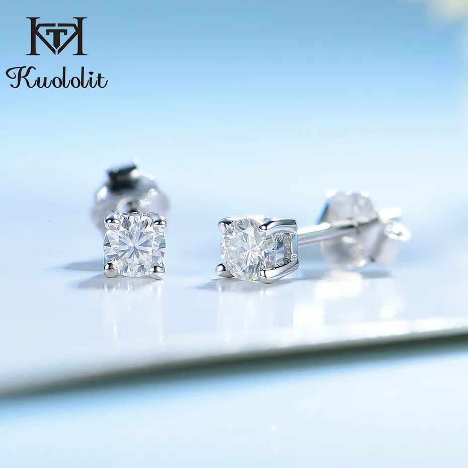Stud Kuololit 100% Gemstone 585 Rose Gold Earrings for Women Solid 925 Sterling Silver Solitaire Party Fine Jewelry 221119