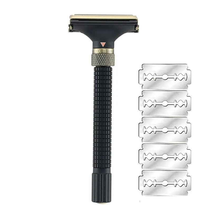 Razors Blades YINTAL Adjustable Butterfly Open Double Edge Safety Razor 3 Colors Brass Long Handle Razors 221119