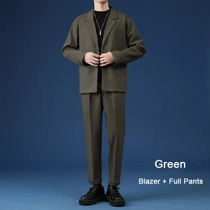 Comprar Conjunto con americana de traje informal para hombre, ropa de  calle, conjuntos coreanos elegantes de 2 piezas con pantalones, abrigo y  pantalones de primavera