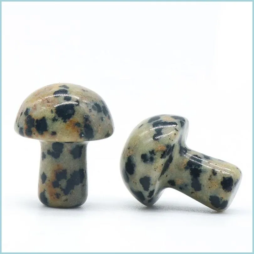 Свободные драгоценные камни 20 мм Dalmation Jasper Mushroom Gemstone Scpture Decor Carving Polised Crystal милые камни для домашнего сада газон