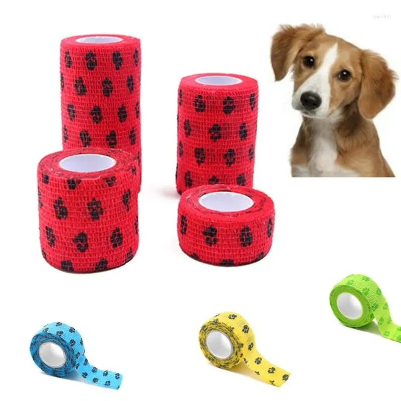 Hundkläder Pet Cat/Dog Elastic Bandage Foot Protection Fyllt papper Non-Woven Claw Print Daily Package 4 Storlekar