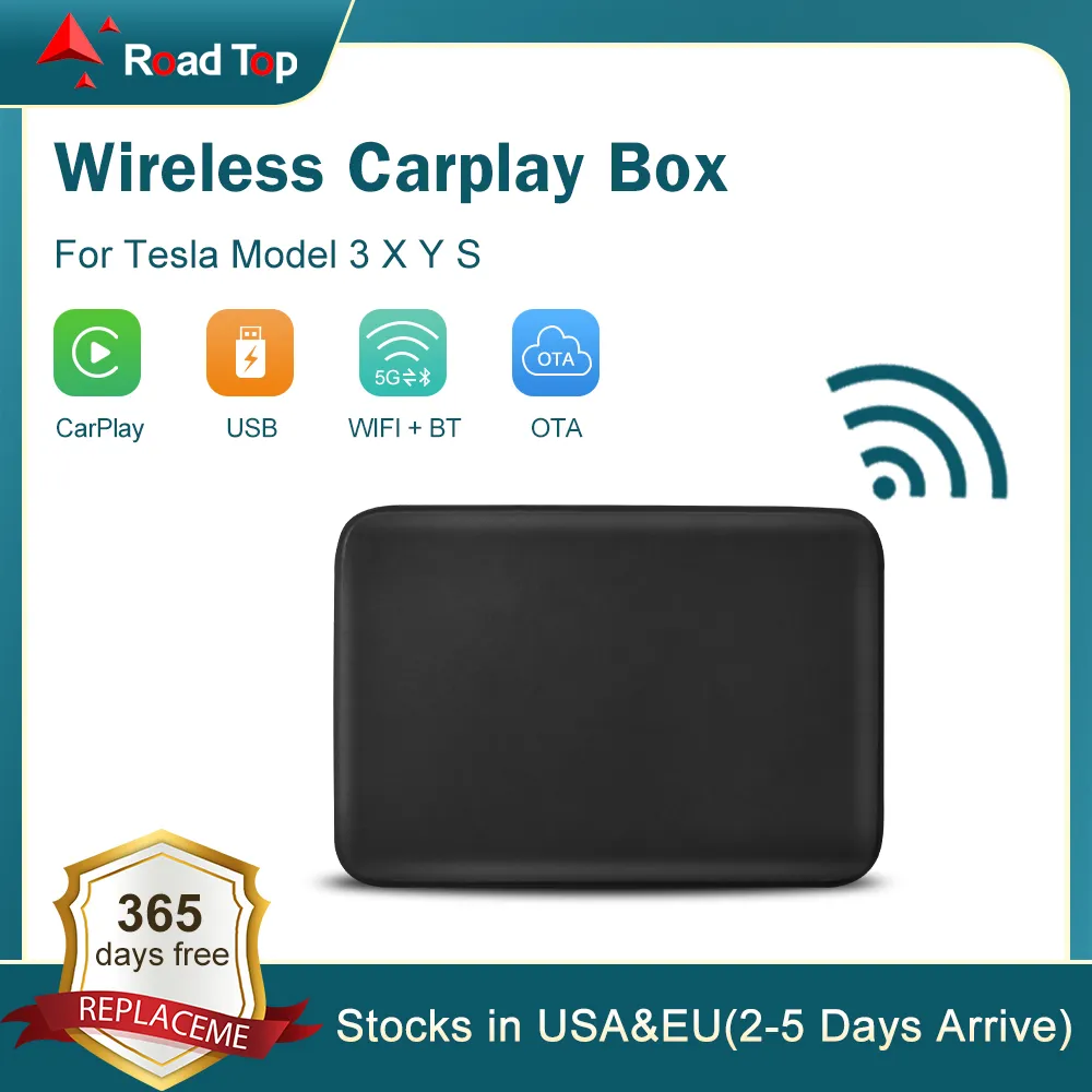 Road Top Wireless Carplay T2C Adaptateur pour Tesla Model 3 Y S x Apple Car Play Wireless pour iPhone Waze Auto Connect