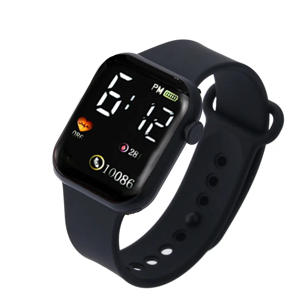 Boys Girls Silicone Kids Smart Watch Strap Electronic Waterproof IP67 Students Digital LED Wristwatch