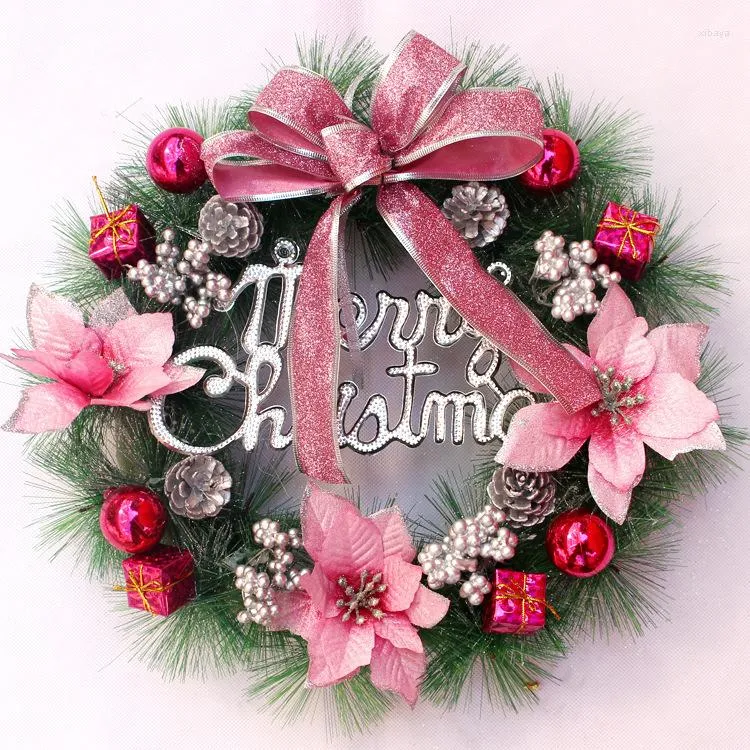 Decoraciones navideñas de 40 cm Bowknot guirnalda de guirnaldas centro comercial EL Ventana Puerta decorativa colgante