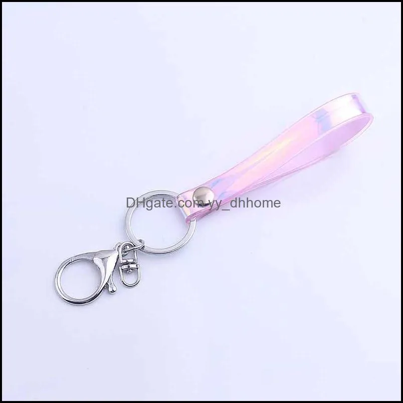 Party Favor Laser Magic Color PU Cordon Lanyard Porte-clés Sangles de cou pour sac de voiture USB Caméra Pendentif Hang Rope Mobile Phone Strap Drop Dhpax