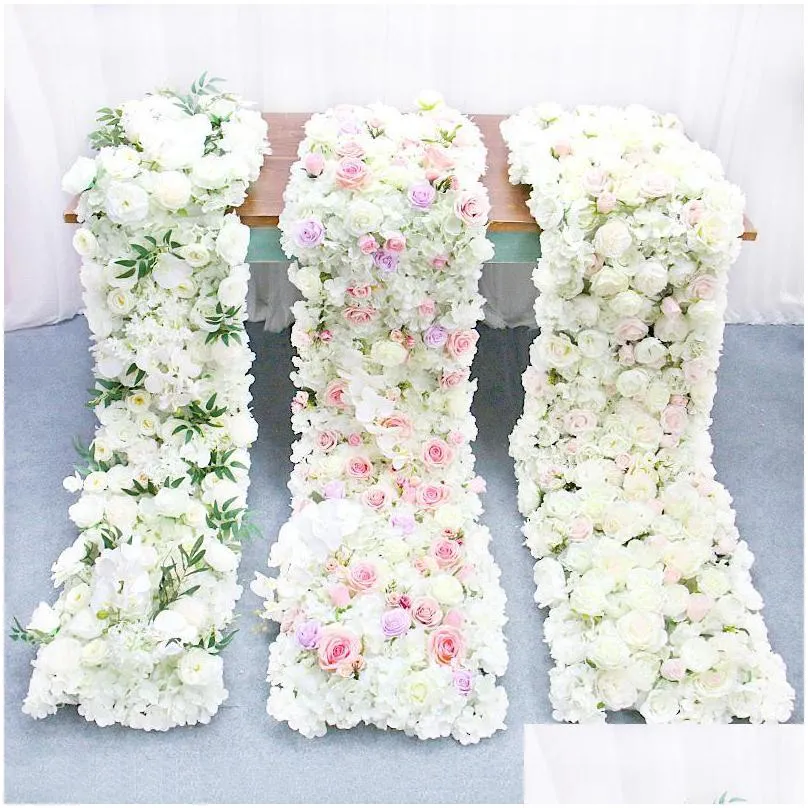 2m luxury custom artificial floor wedding backdrop decor garland flower arrangement table runner rarty event