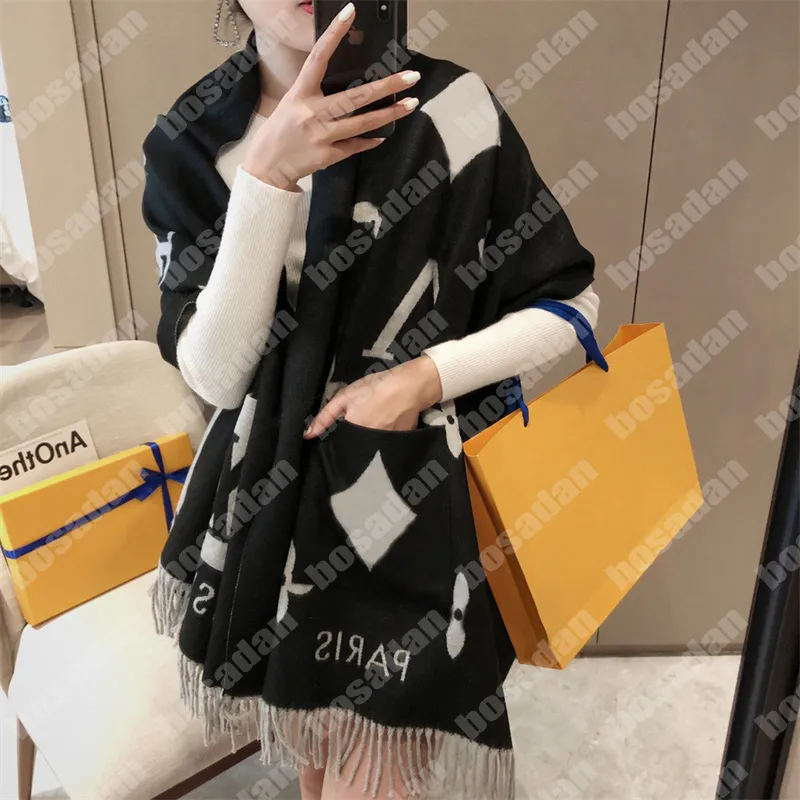 Womens Scarf Designer Cashmere Scarfs Men Fashion Pocket Scarves Ladies Winter Thick Shawl Wrap Luxury Letter Wool Pashmina