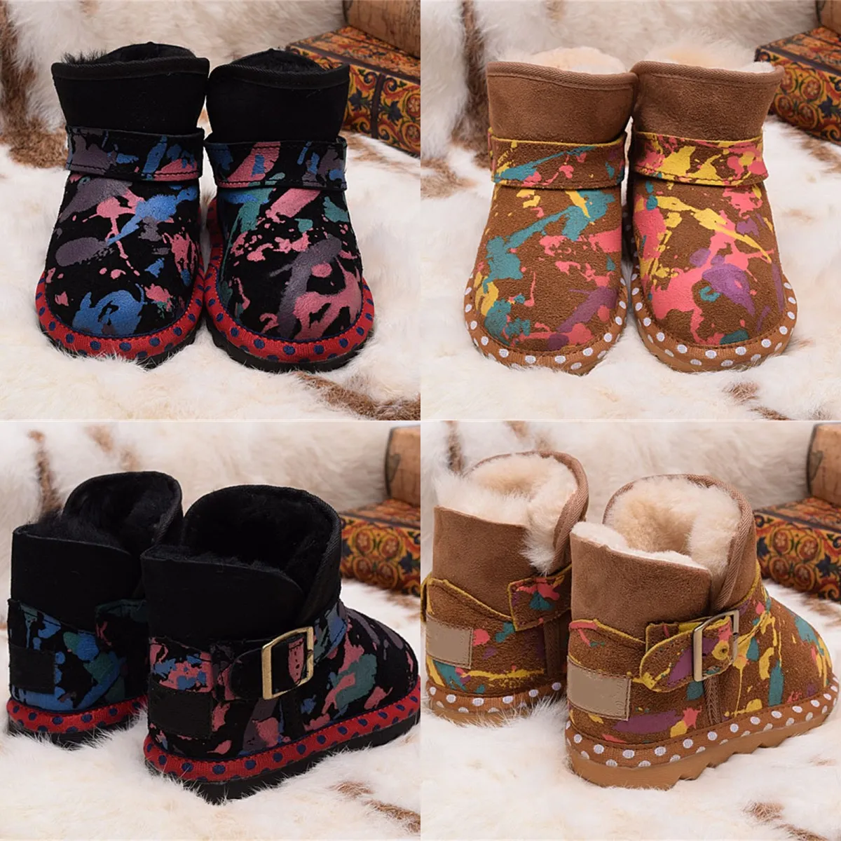 girls camouflage designer boots kids shoes Australia Classic uggi baby ug kid youth toddler infants wgg shoe uggitys bow hair ball decorative boot Children sneaker