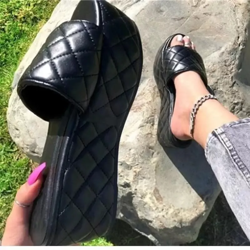 Sandalias de plataforma de Mujer de moda en blanco y negro de talla grande, Sandalias para Mujer, Sandalias para Mujer, Zapatos para Mujer