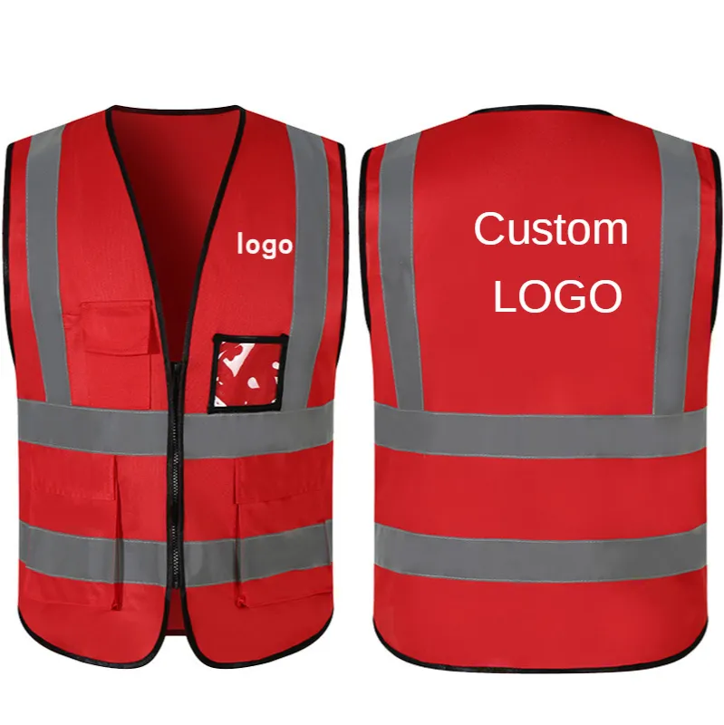 Gilets pour hommes prix d'usine 1 pièces gilet de sécurité réfléchissant personnalisé gratuit haute visibilité uniformes de travail de construction impression 221121