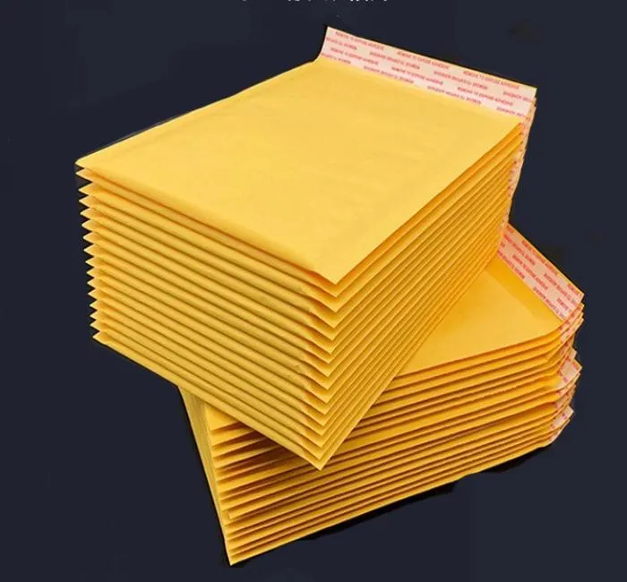 Whole Peerless 10 Pcsset 90X130mm Yellow kraft paper Bubble Envelopes Gifts Package Mailers5725024