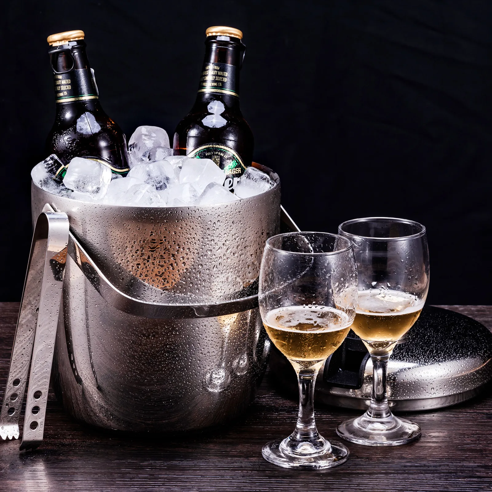 Casiers à vin de table Seau à glace en acier inoxydable de 3 litres isolé à double couche avec couvercle et pince à glace Seau à glace durable idéal pour le vin, le whisky 221121
