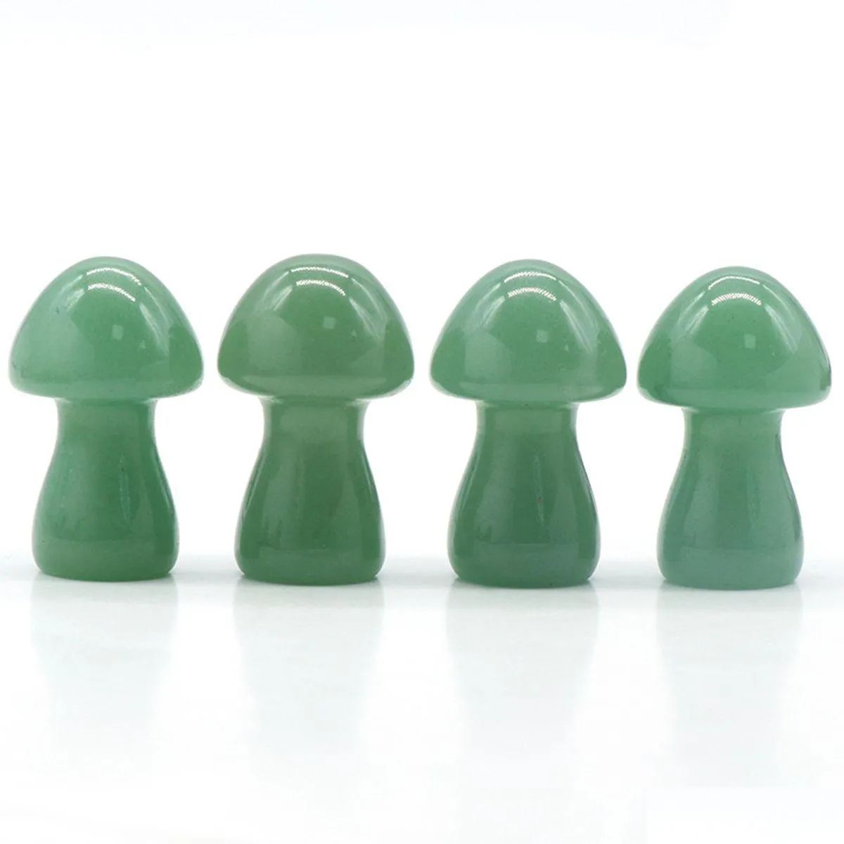 Loose Gemstones 35Mm Natural Green Aventurine Gemstone Mushroom Shape Figurine Carved Crystal Plant Statue Healing Reiki Chakra Hand Dhrtg