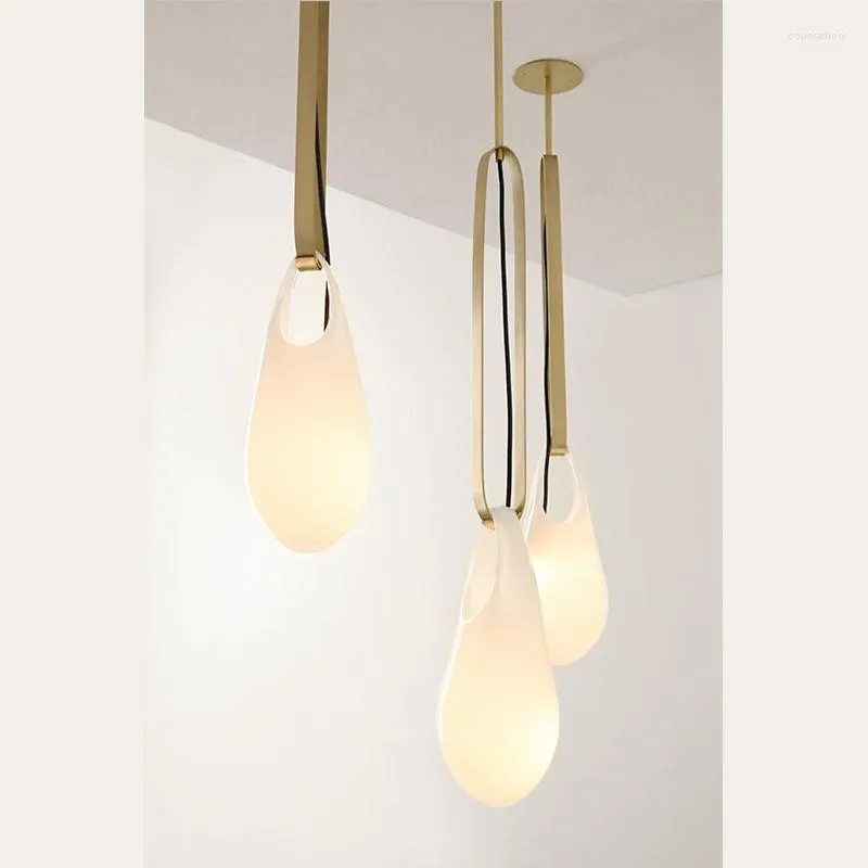Lampes suspendues nordique postmoderne fait à la main en verre Design modèle chambre chevet Restaurant Bar italien minimaliste lustre