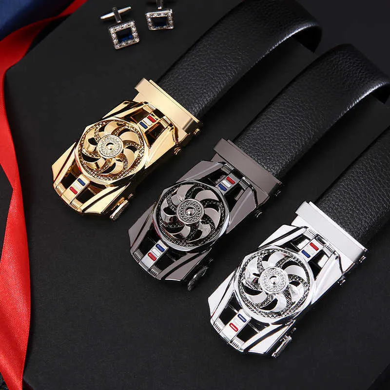 Cinturón para hombre Time to Run 3,5 CM hebilla automática cinturón informal de negocios giratorio cinturones de moda vaqueros de diseñador de lujo