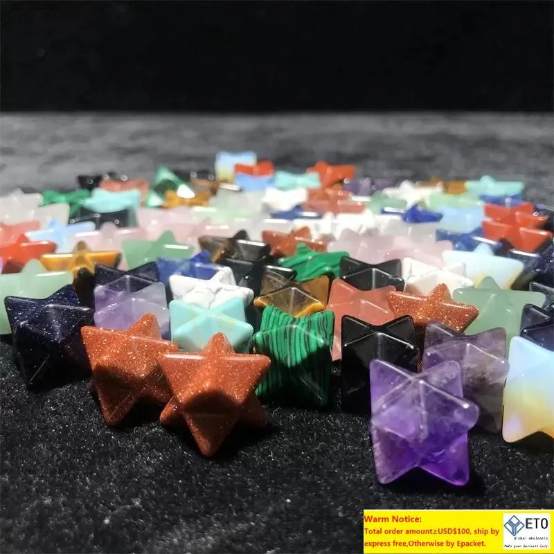 Merkaba Hexagram Star Qaurtz Chakra stone crafts Energy Healing Reiki Crystal Hand Play Home Decoration Stone Handicraft Carvings