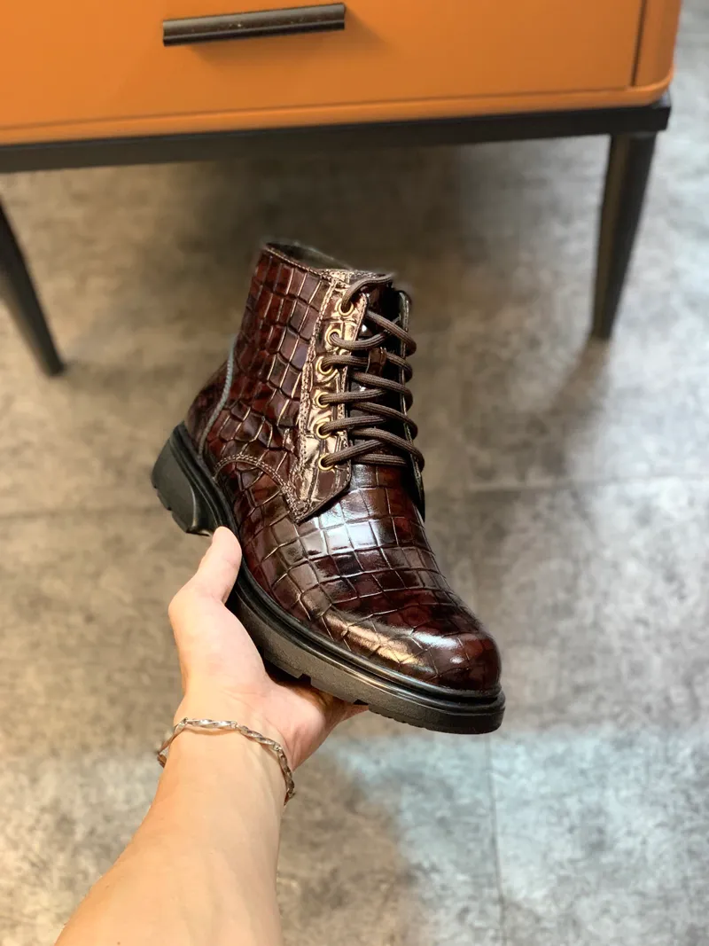 Mens sheepskin lined leather boots hot sale