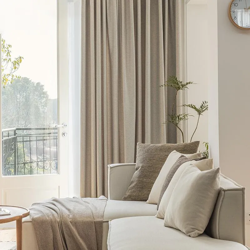 Vorhang 2022 Vorhänge für Wohnzimmer Schlafzimmer im japanischen Stil Beige Grau Wabi-Sabi Baumwolle und Leinen Hohe Verdunkelung