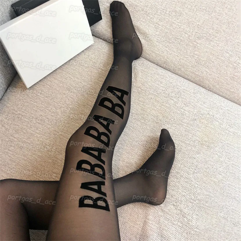 Letters Womens Socks Black Sexy Mesh Tights Thin Spring Autumn Bottoming Leggings