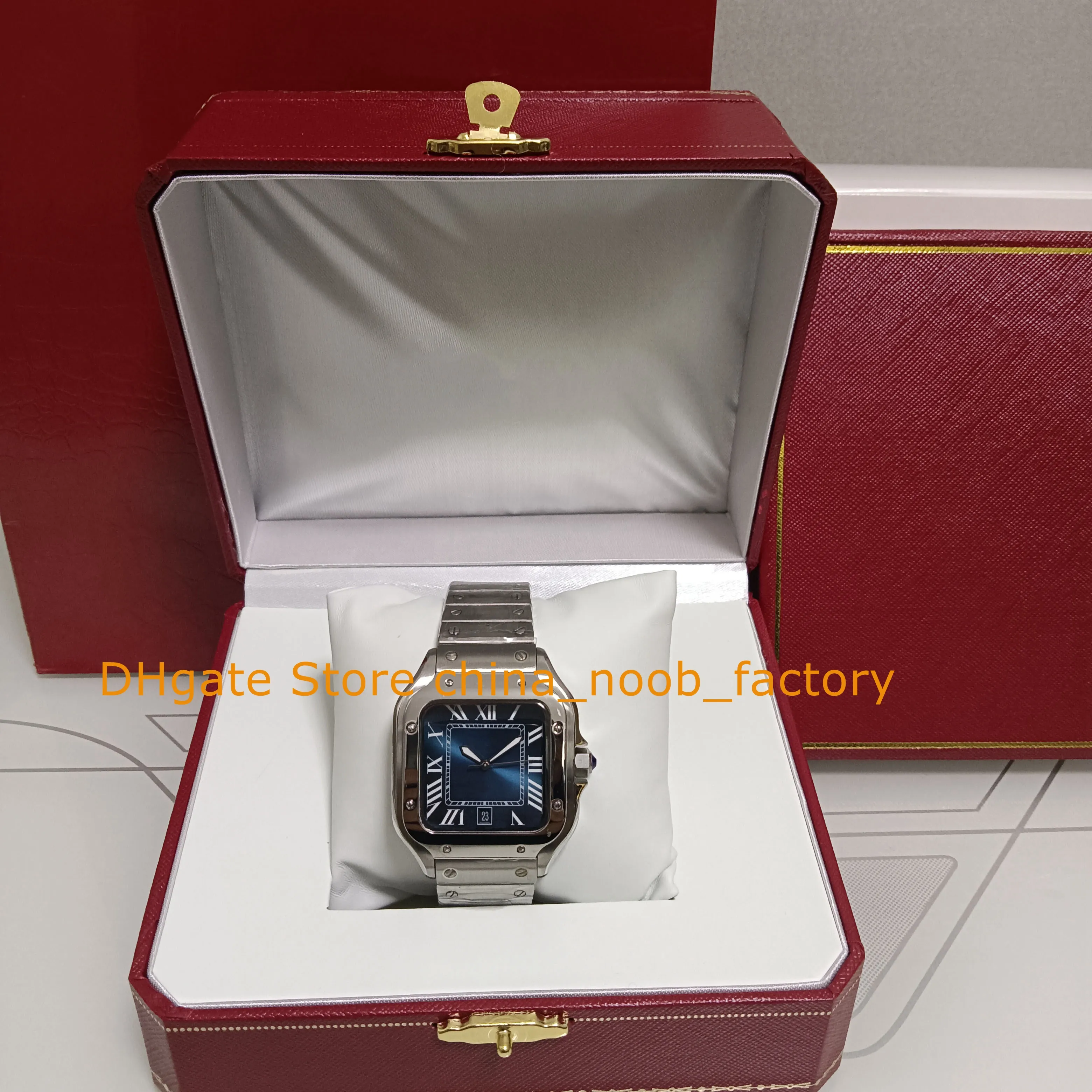 2 kleuren horloges horloge met doos 39 mm middelgrote heren dames blauwe Romeinse wijzerplaat sport roestvrij stalen armband automatisch uurwerk mechanische horloges