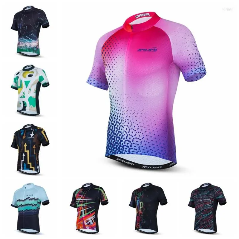 Racingjackor kort ￤rm rosa skjorta cykeltr￶jor sommar mtb jacka cykling unisex uv skydd och andas cykel maillot