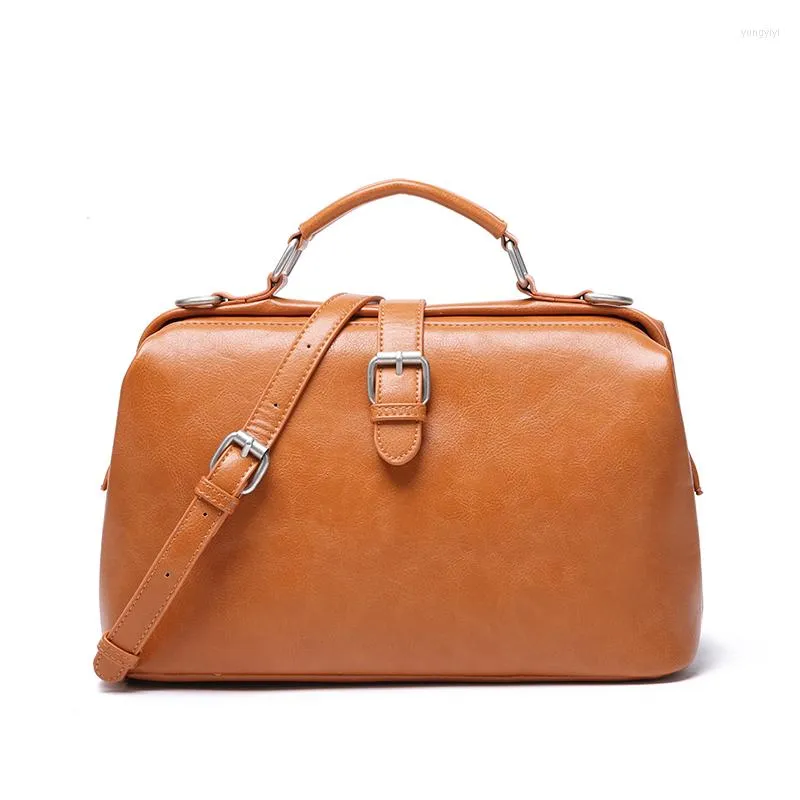 Duffel Bags Boston Handbags Women Designer Luxury Hand Crossbody For 2022 Bolsa Feminina Ladies Clip Leather Purse