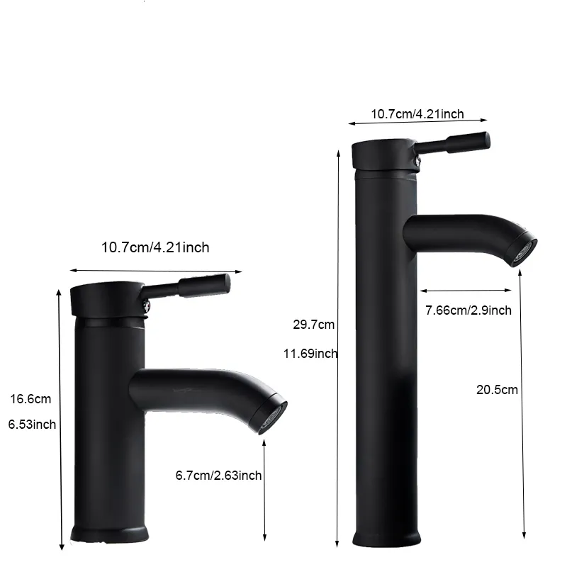 Deck Mounted Black Bathroom Sink Faucet – 2 Handles, Single Hole, Waterfall Style