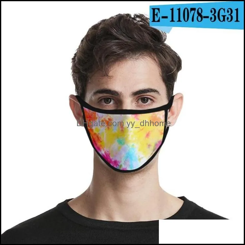 Designer Maski 3D TIEDYE Drukute Maski dla mężczyzn kobiety i dzieci z jedwabną maską ustną Outdood Odporność ochronna Dostarcz dhvli