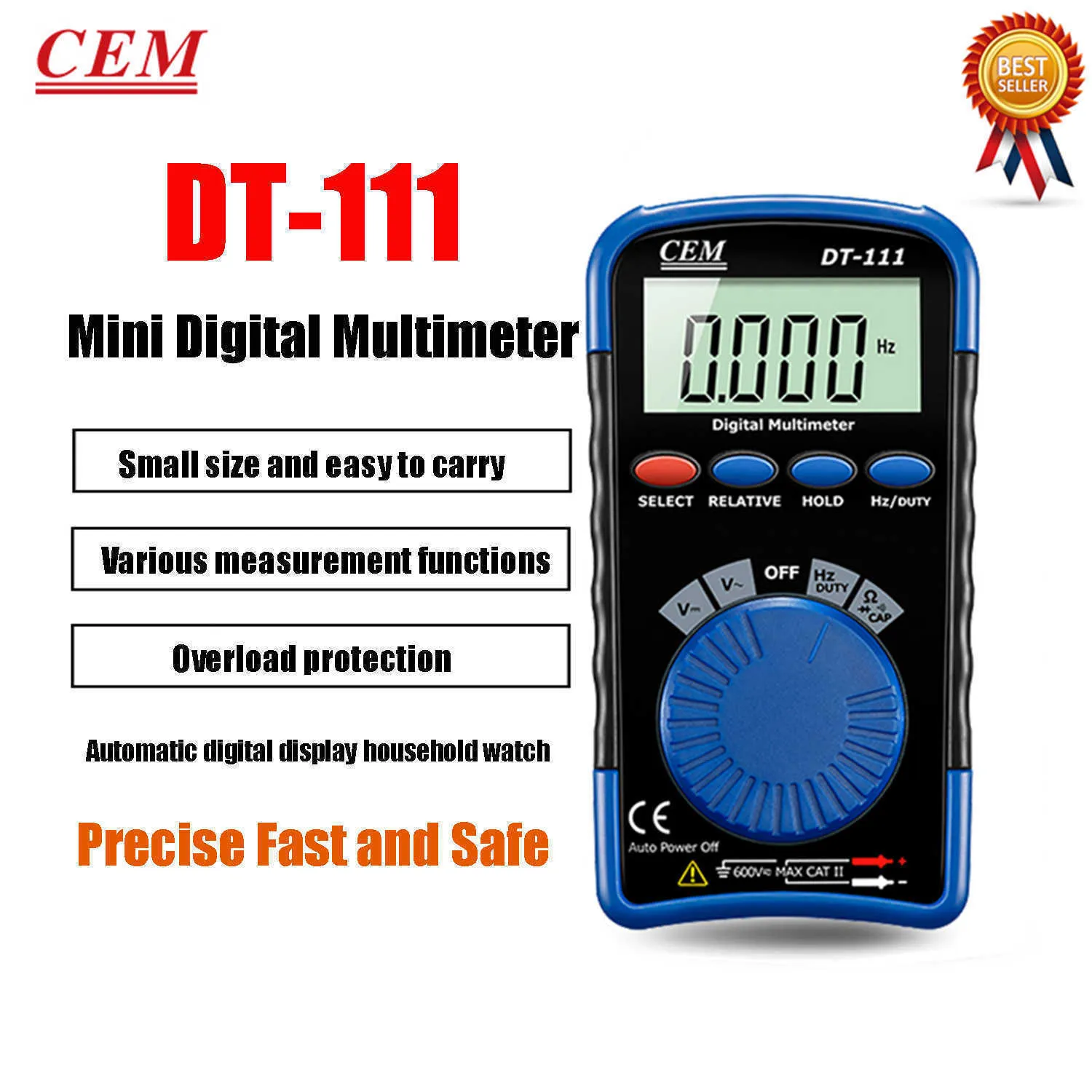 CEM DT 111 Mini Pocket Digital Multimeter Auto Measurement 3 In 1 E Testers Type Full Protection
